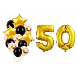 Zestaw balonów urodzinowych 50- 15 elementów 
